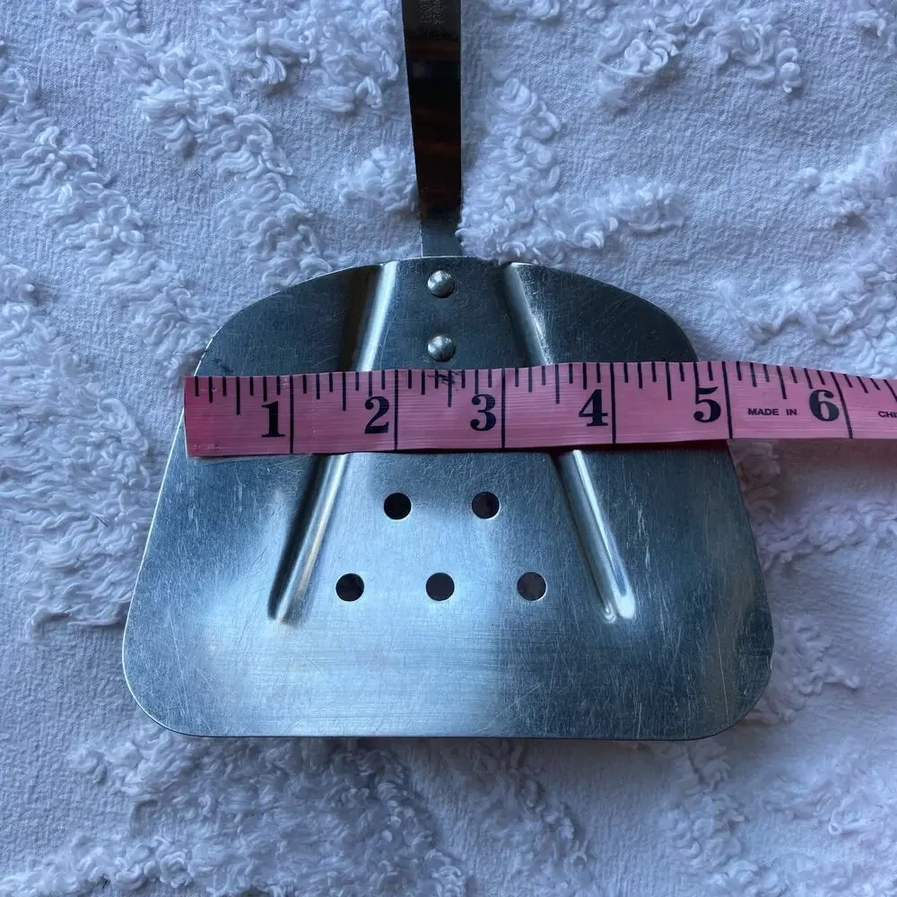 VTG ROBINSON STAINLESS STEEL USA Extra Wide Kitchen Spatula Wooden Handle 12